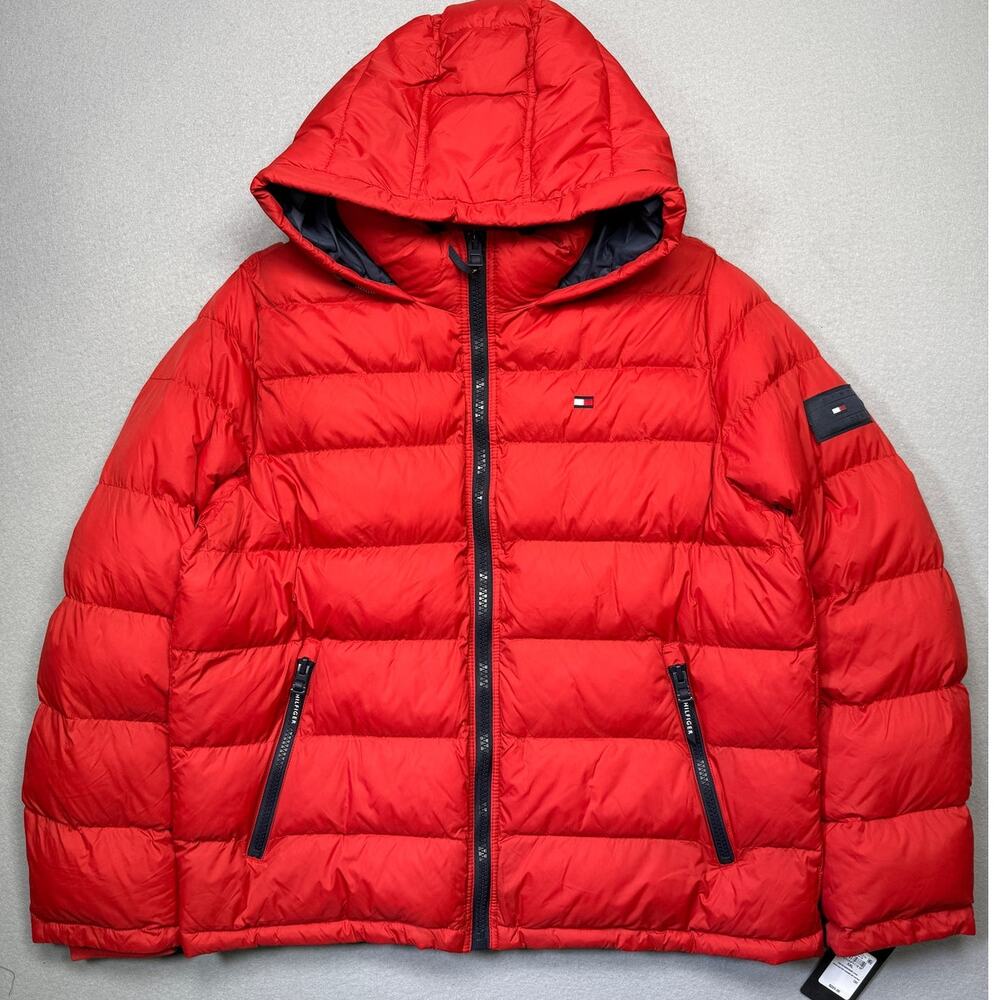 Tommy Hilfiger Men's Quilted Puffer Jacket Red XL $225
